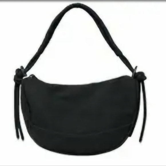 Cee Klein Sleek Blk Crescent Shoulder Bag with Wrapped/Braided Adjustable Strap - Picture 1 of 1